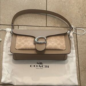 Coach Tan and Cream Shoulder Bag with Extra Strap